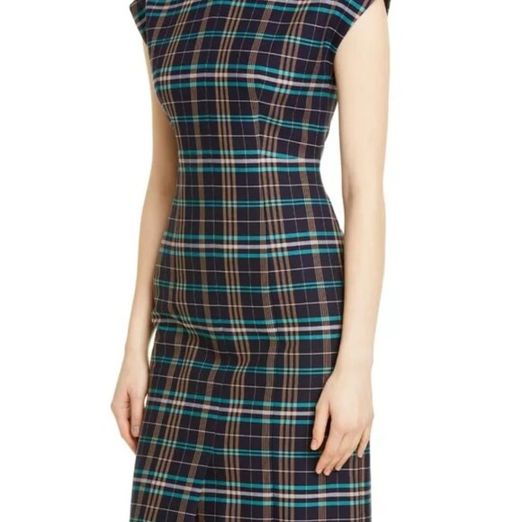 NWOT BOSS by Hugo Boss Daela Plaid Stretch Cotton Sheath Dress $445 – Size 8 - Picture 2 of 8
